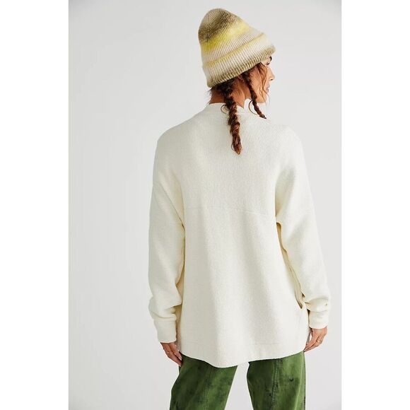 NEW- Free People 'Ottoman' Textured-Rib Knit Cardigan Sweater, Ecru Medium - Picture 2 of 5